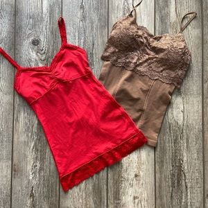 Lace 2 Tank Bundle - Adjustable Straps - Red (Sz S) + Tan (Sz S/M)